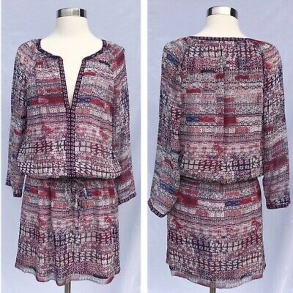 Joie Silk Mini Dress XS Pink V-Neck Georgette Blouson Relaxed Short Lightweight - Picture 3 of 10